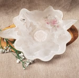 D7: ARTE MURANO RUFFLED FROSTED CRYSTAL BOWL